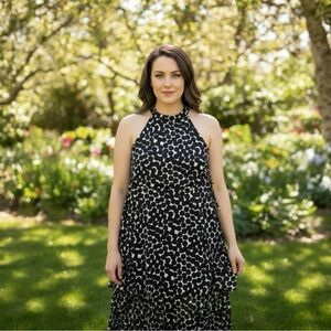 Anne Klein Polka Dot Sleeveless V-Neck Dress Size XL
